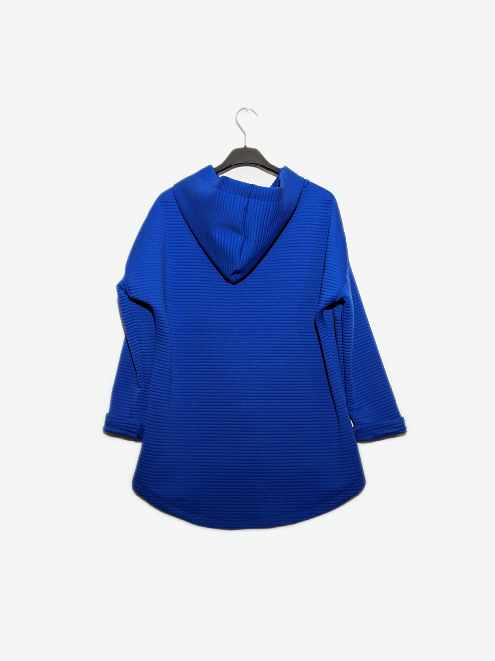 Royal Blue Ribbed Lightweight Button Hooded Jacket