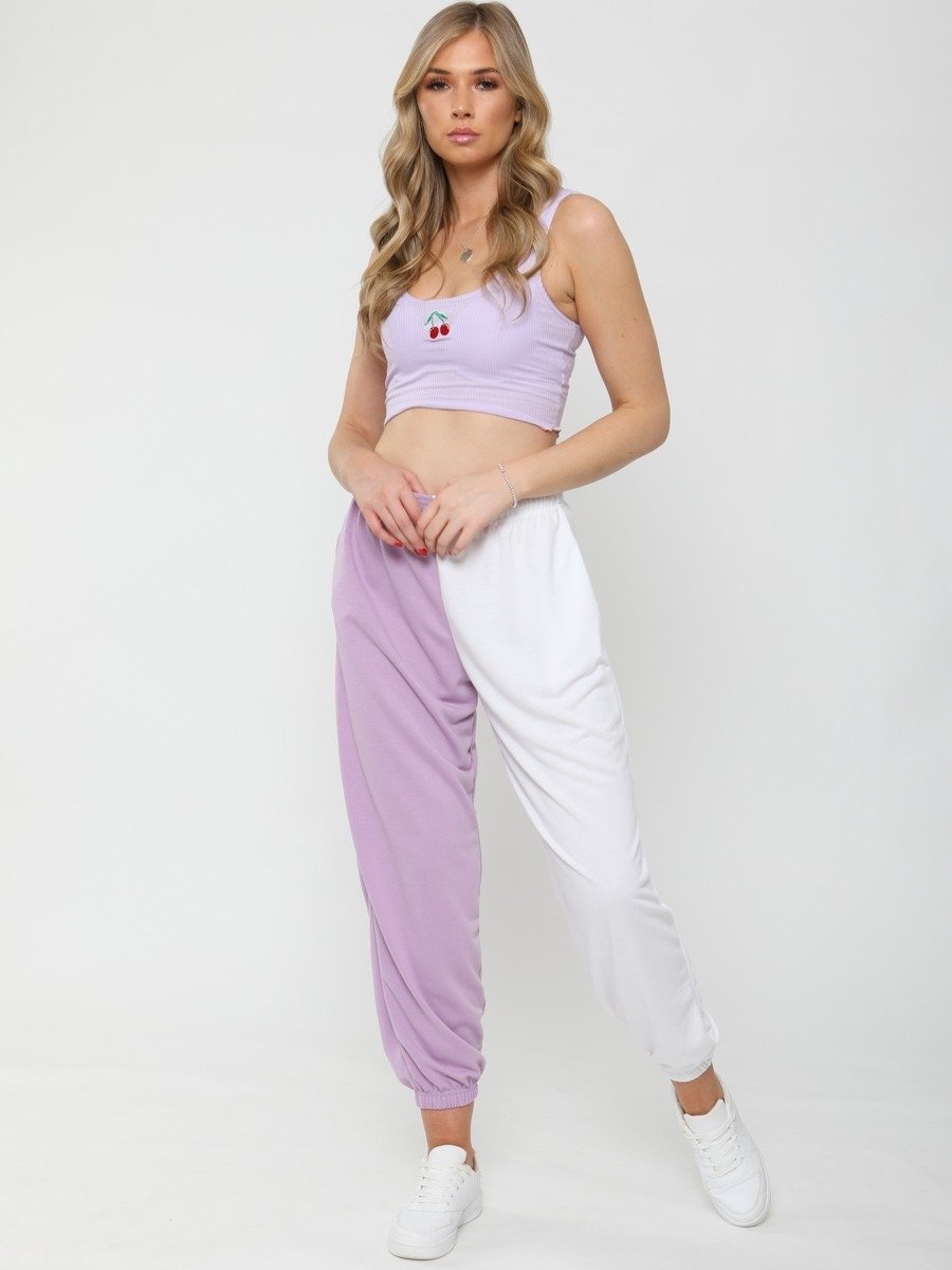 Lilac Purple Two Tone Oversized Joggers