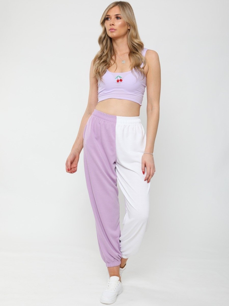 Lilac Purple Two Tone Oversized Joggers