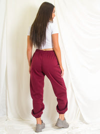 Wine Fleeced Oversized Joggers