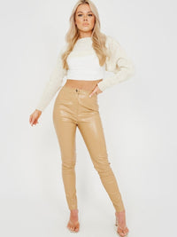 Stone High Waist PU Trouser