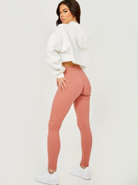 Pink High Waist Ribbed Legging