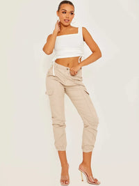 Stone Pocket Cuffed Hem Cargo Trousers