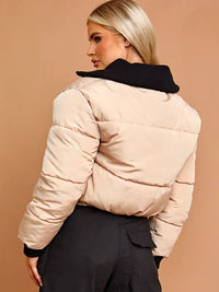 Stone Rib Collar Detail Cropped Puffer Jacket