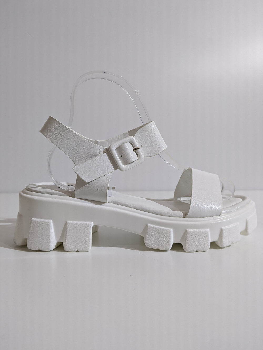 White Chunky Platform Track Sole Sandals