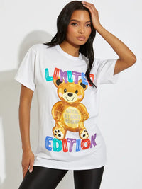 White Limited Edition Teddy Graphic T-Shirt