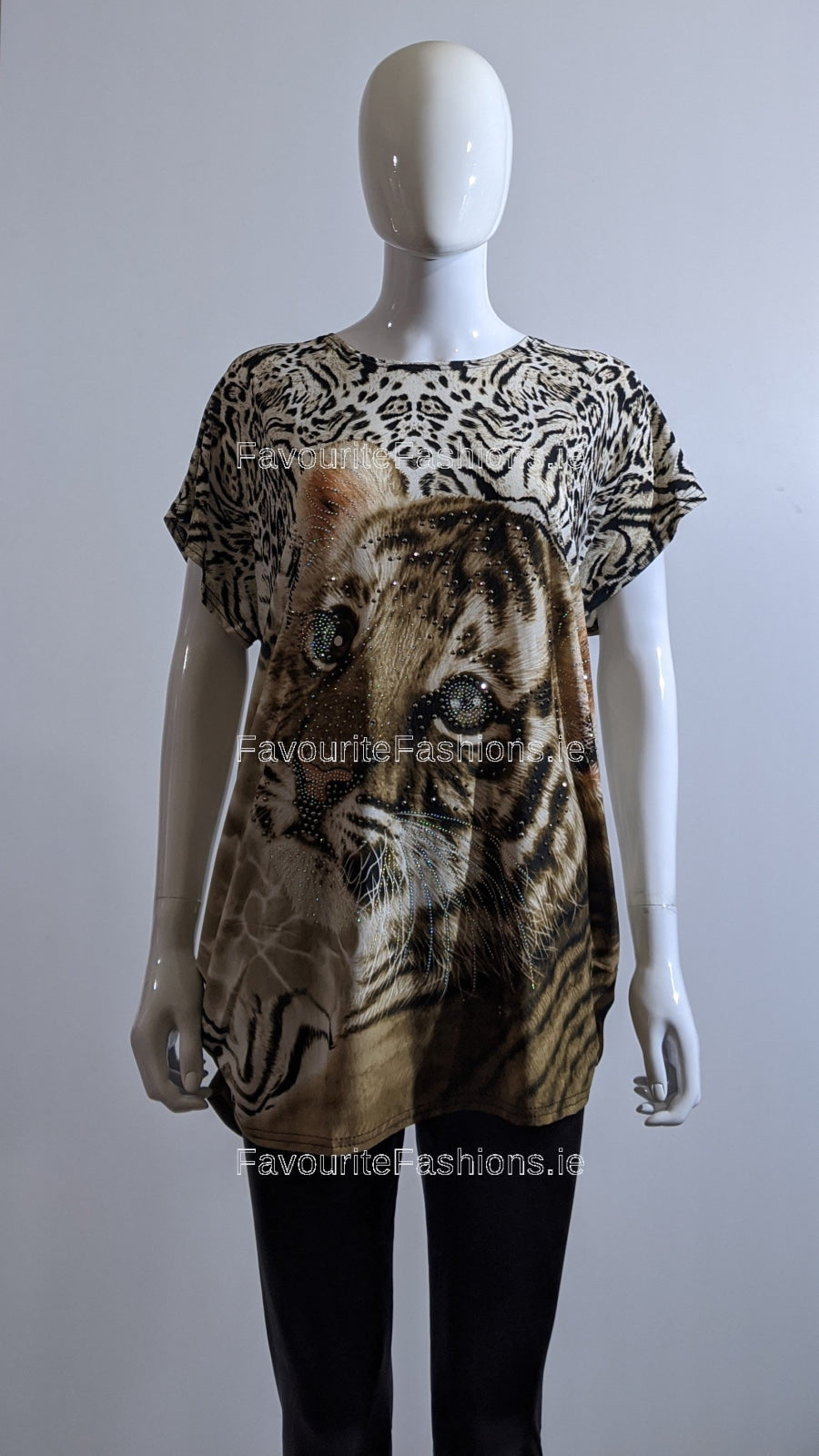 Beige Glitter Tiger Top