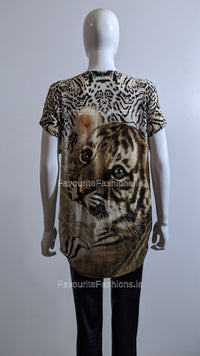 Beige Glitter Tiger Top