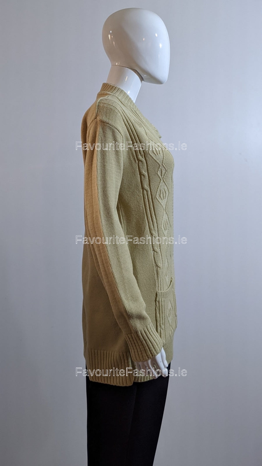 Beige Round Neck Button Up Pocket Cardigan FavouriteFashions.ie