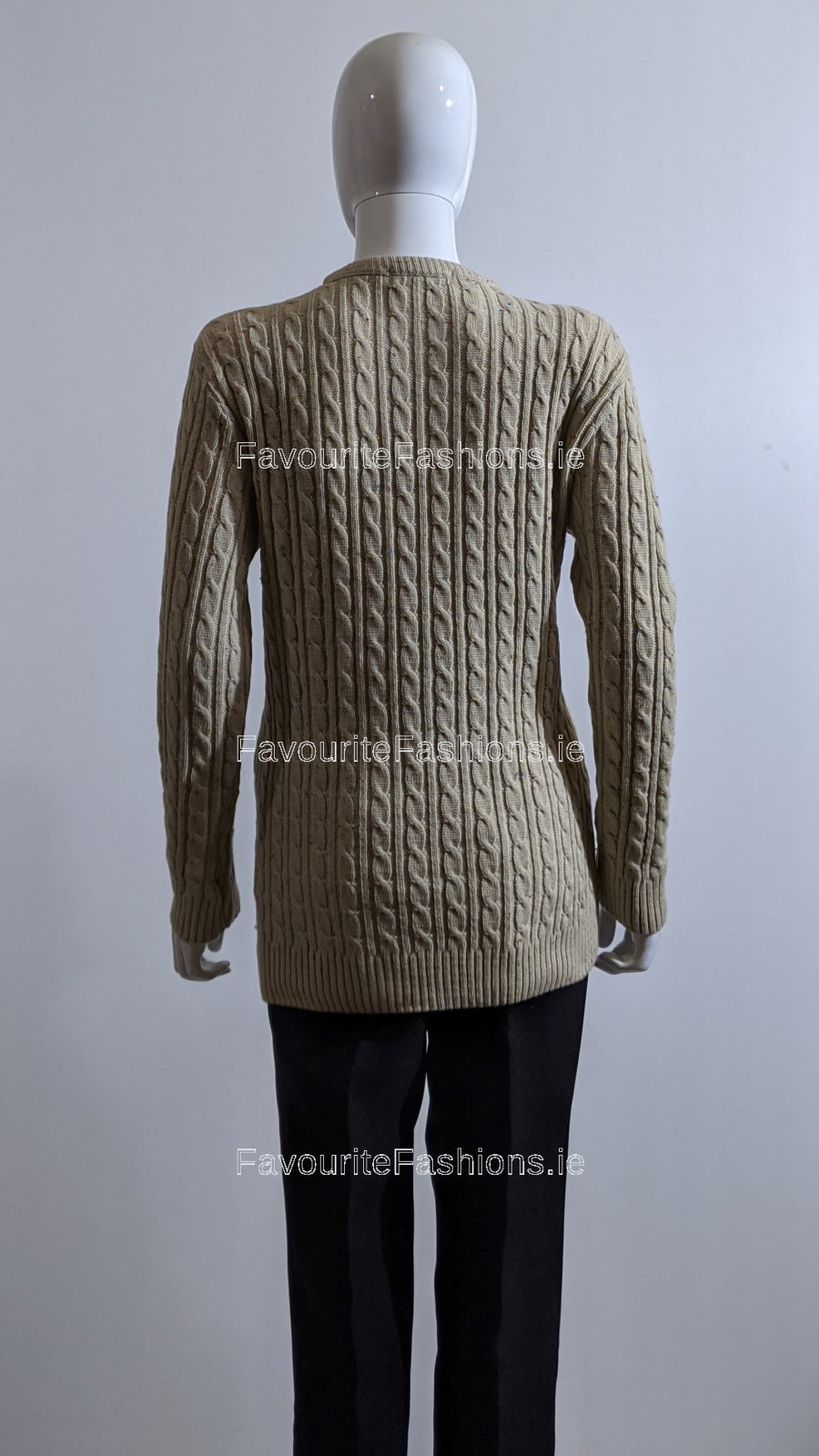 Beige Round Neck Cable Knit Jumper