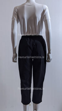 Black Cropped Cotton Trouser