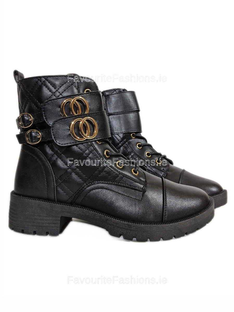 Quilted lace hot sale up boots