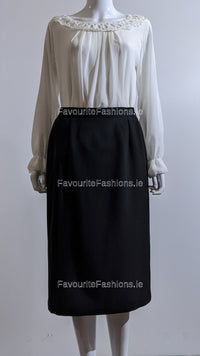 Black Elasticated Straight Skirt