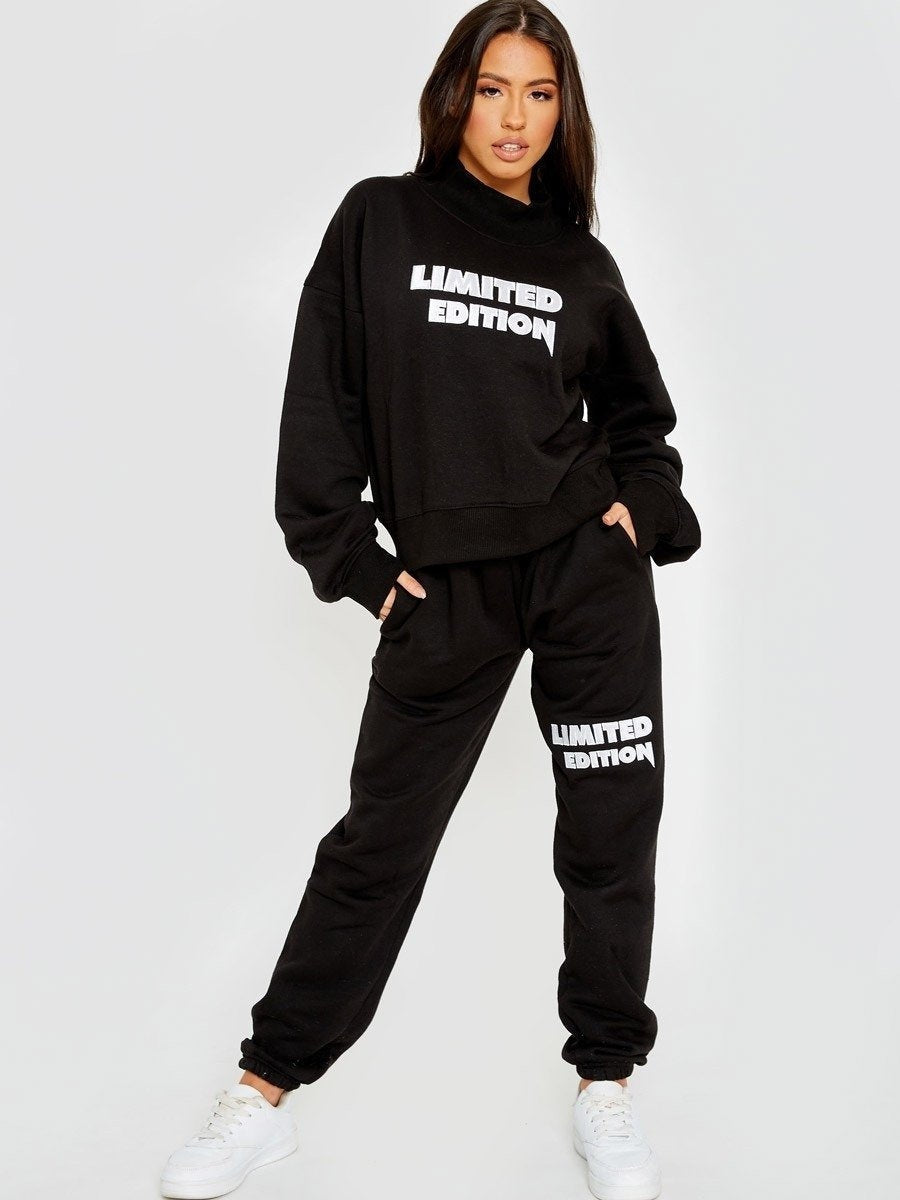 Black Embroidered Limited Edition Fleece Co-ord Set