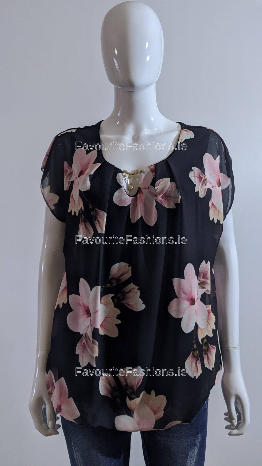 Black Floral Pattern Top