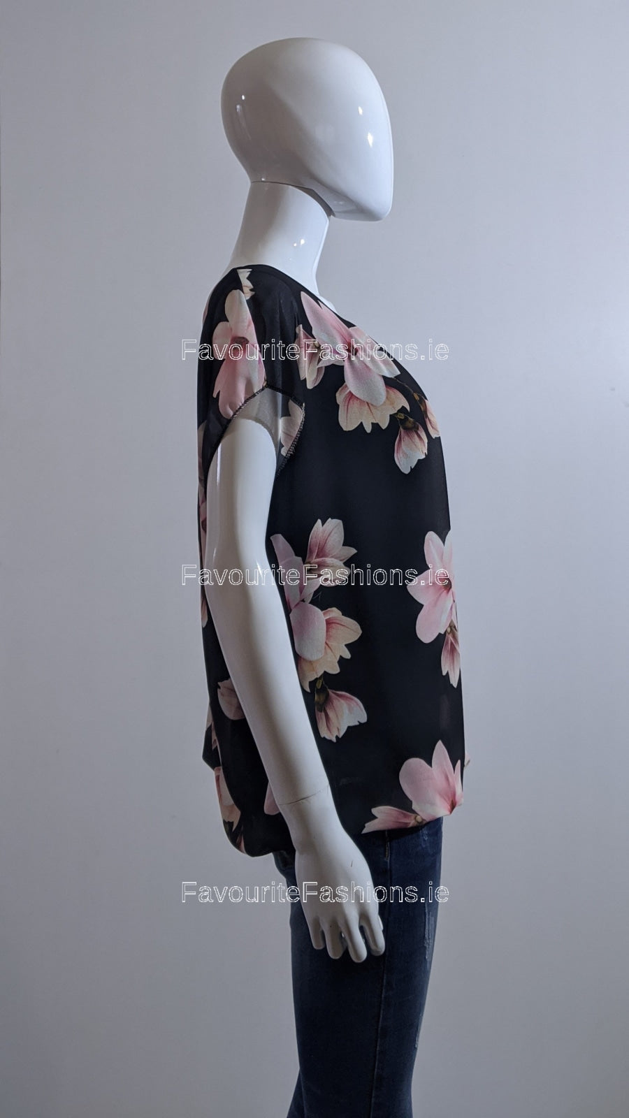 Black Floral Pattern Top