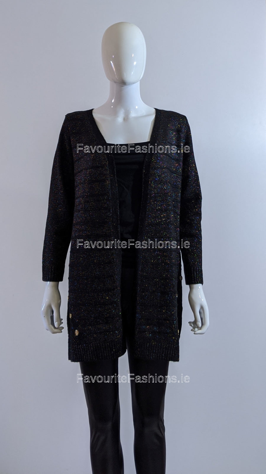 Black Glitter Design Open Cardigan