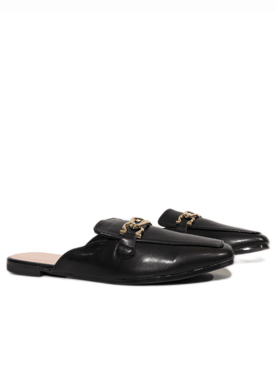 Black mules with hotsell gold buckle