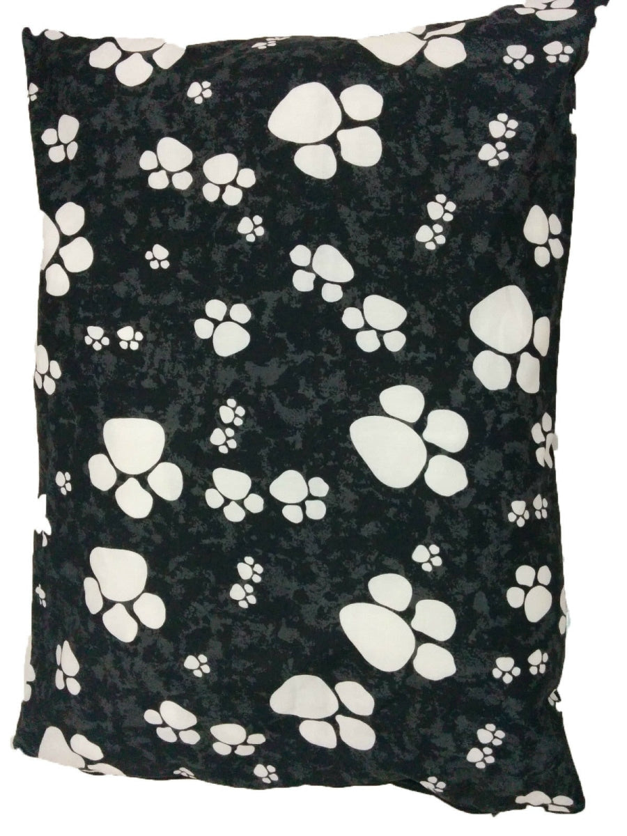 Black Paw Print Dog Pet Bed Cushion