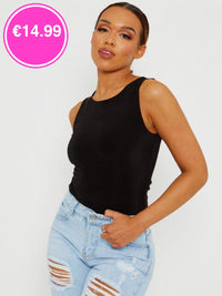 Black Sleeveless Slinky Bodysuit