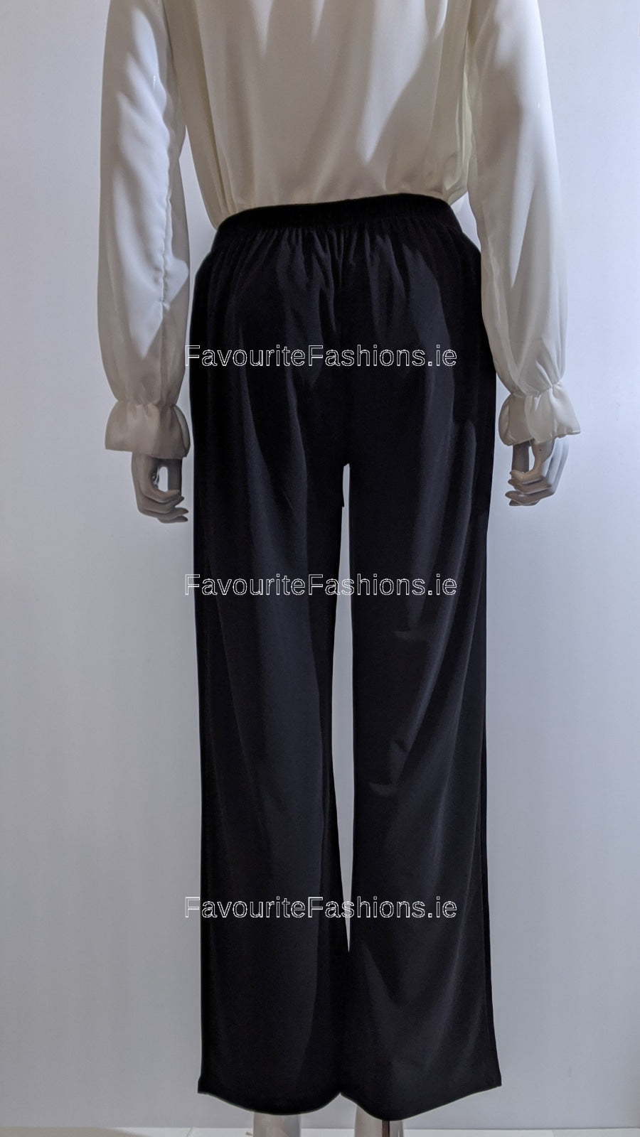 Black Wide Leg Trousers with Elastic Waist