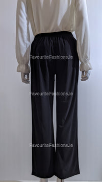 Black Wide Leg Trousers with Elastic Waist
