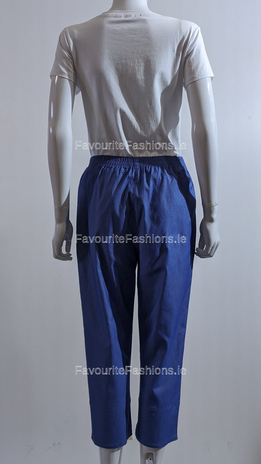 Blue Denim Cropped Cotton Trouser