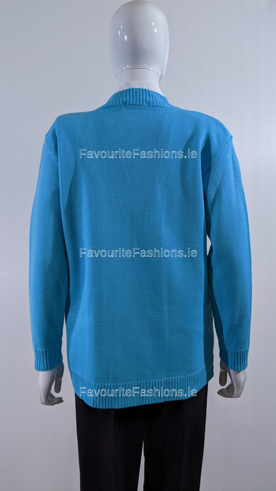 Blue Diamond Design V-Neck Button Cardigan with Pockets