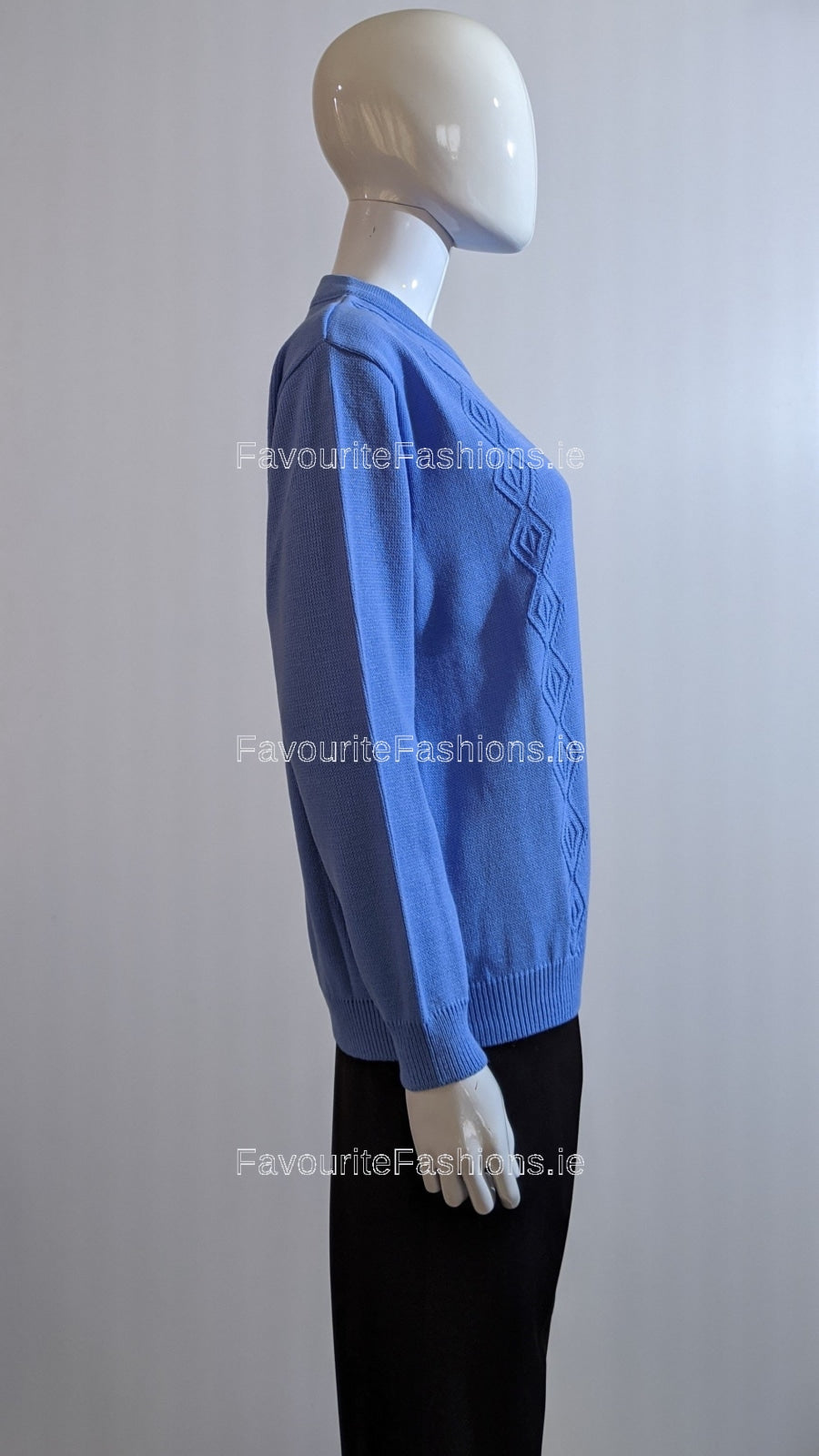 Blue Round Neck Diamond Design Jumper