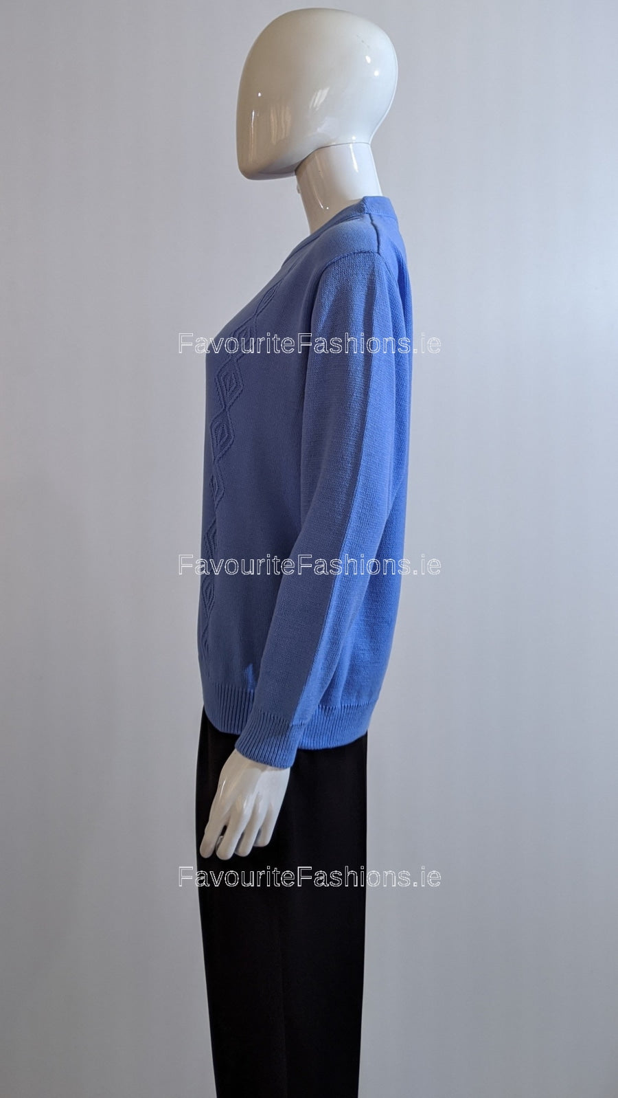 Blue Round Neck Diamond Design Jumper