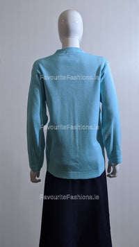 Blue V-Neck Button Pocket Cardigan