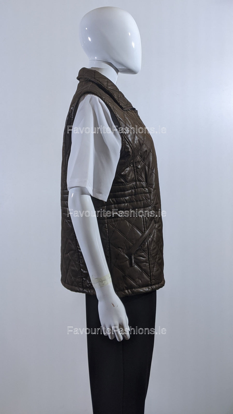 Brown Diamond Quilted Waistcoat with Zipped Pockets