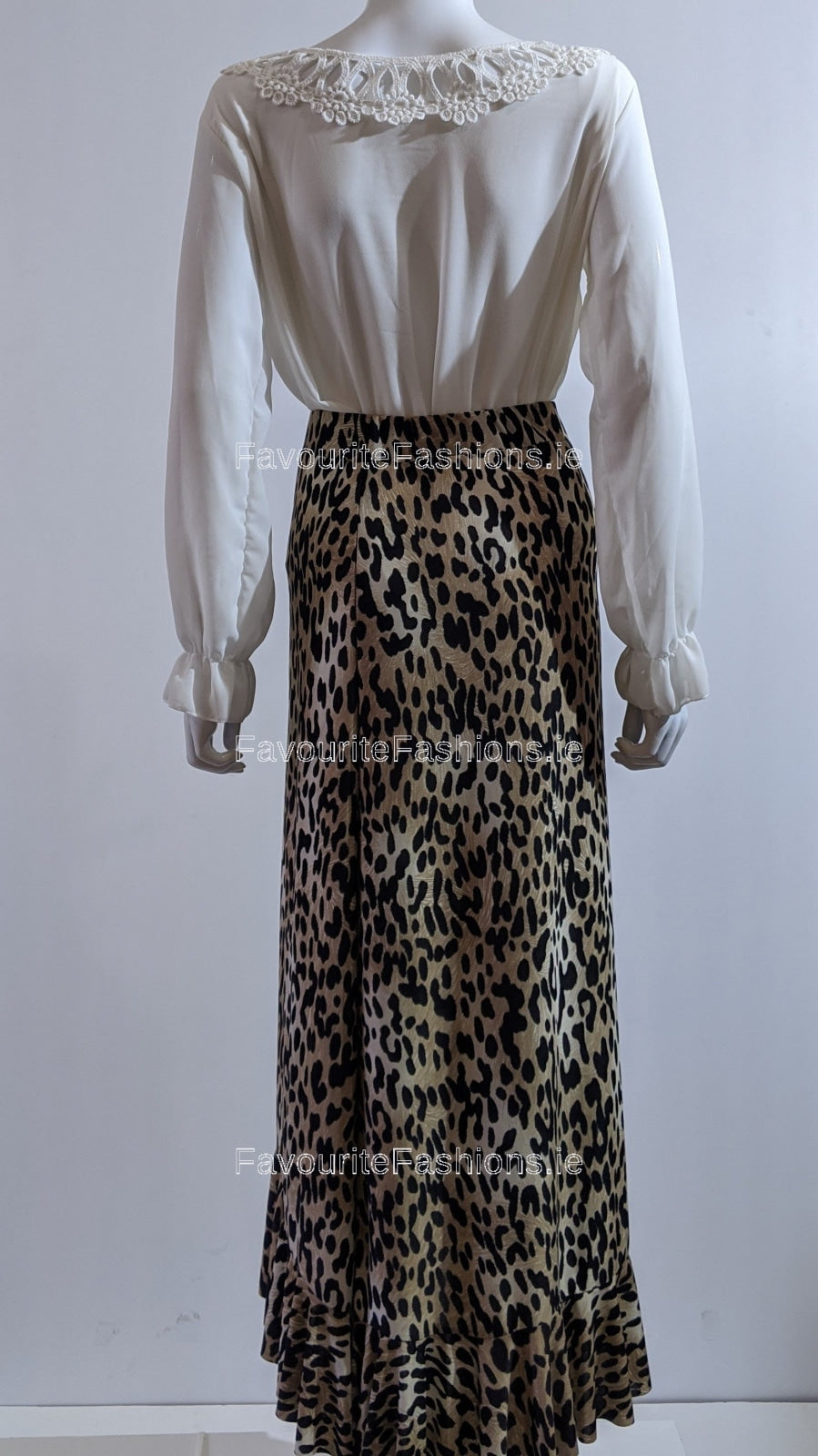 Brown Leopard Print Frill Design Skirt