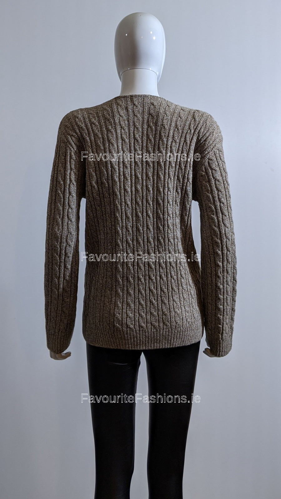 Brown V-Neck Cable Knit Jumper