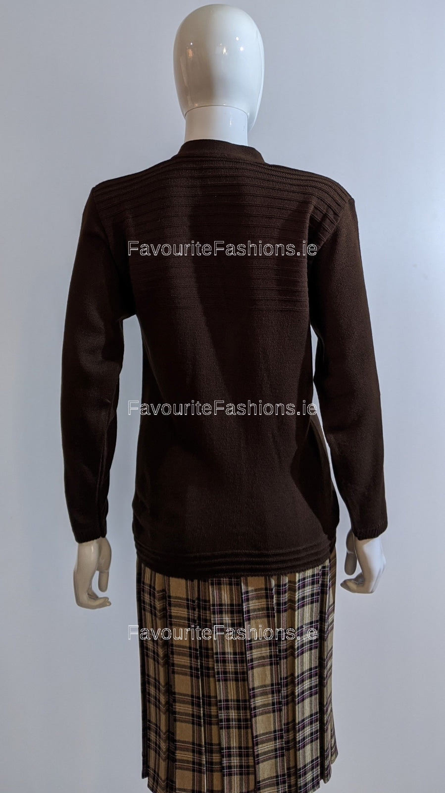 Brown V-Neck Two Pocket Cardigan