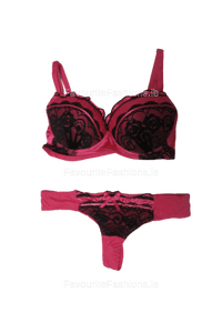 Cerise Pink Lace Detail Lingerie Set