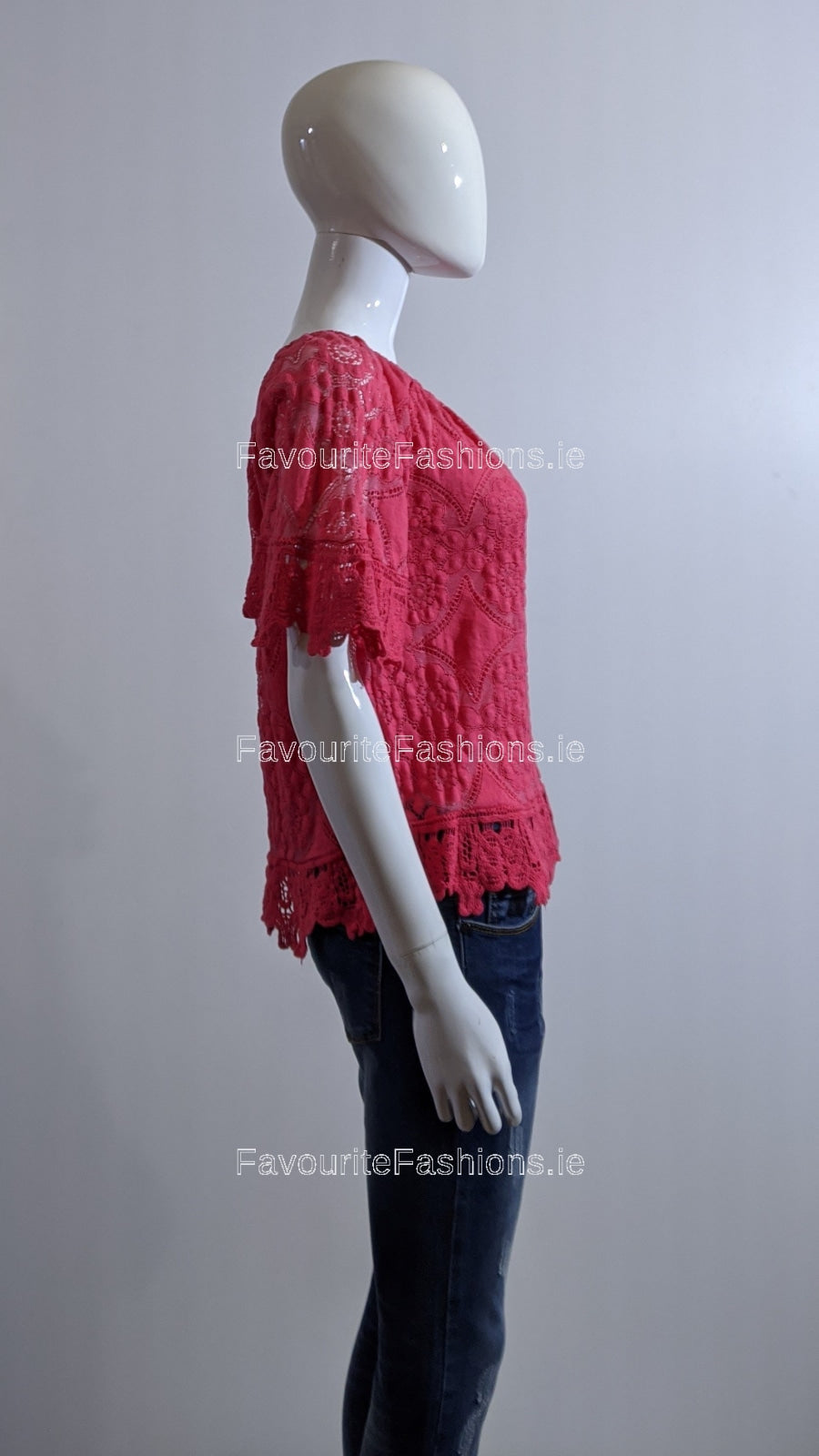 Cerise Pink Lace Detail Top