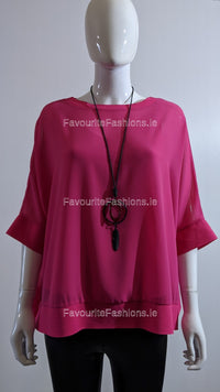 Cerise Pink Necklace Loose Fit Top