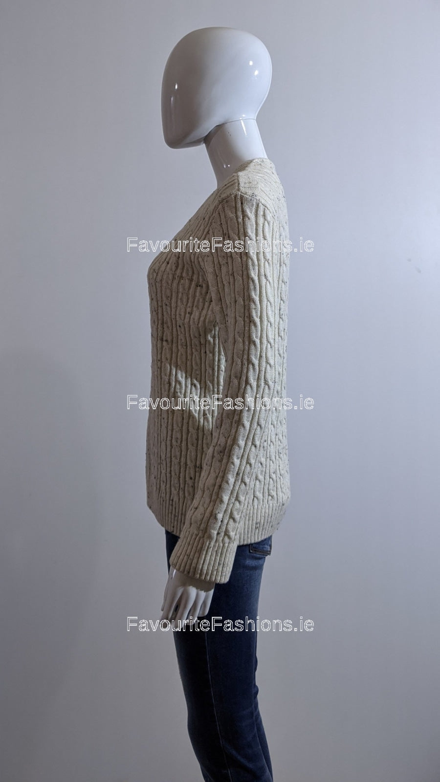 Cream V-Neck Cable Knit Jumper