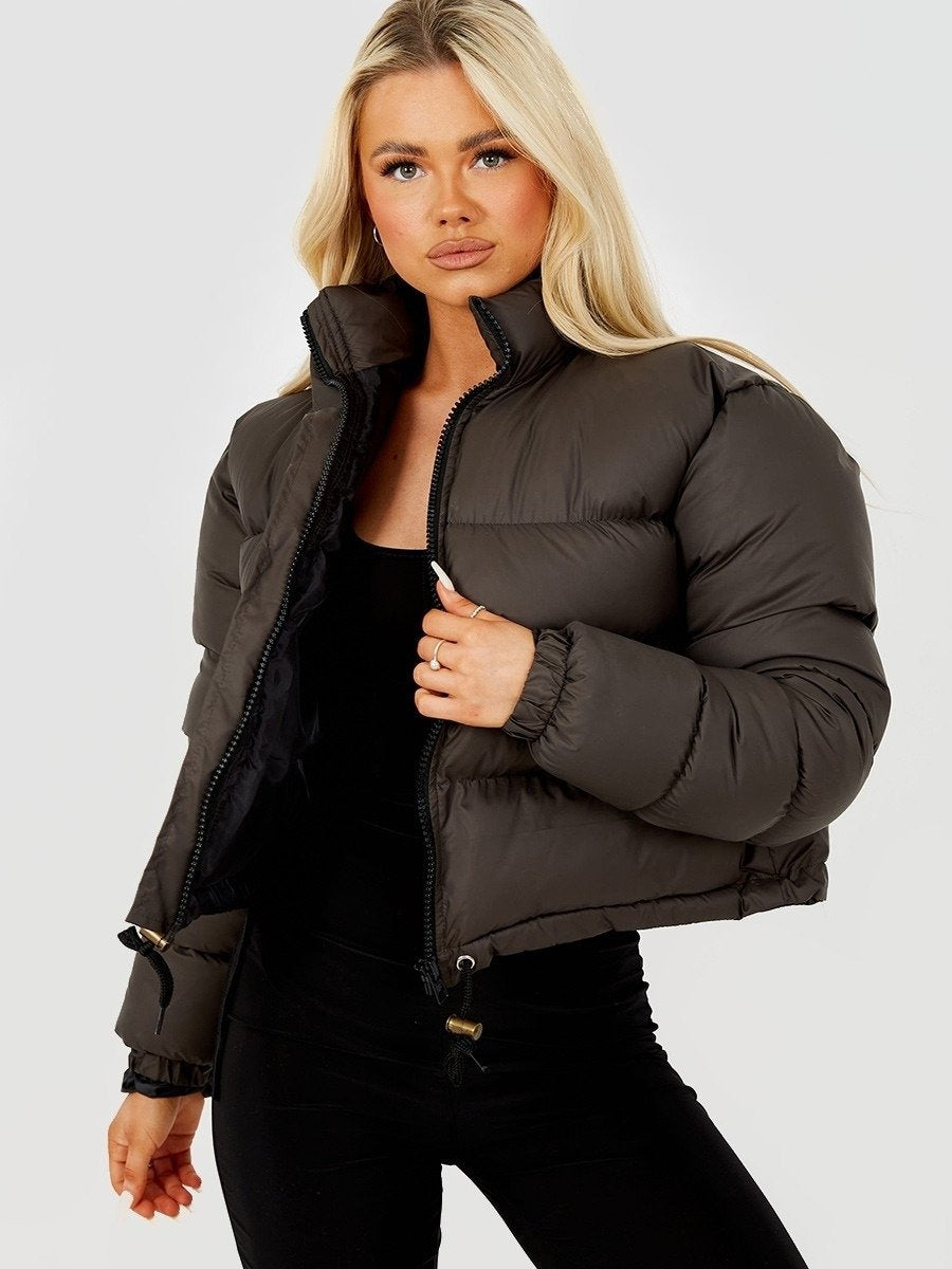 Black cropped bubble outlet jacket