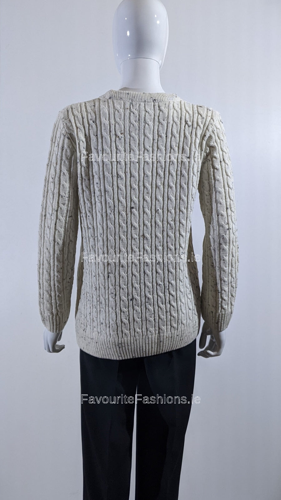 Flax Round Neck Cable Knit Jumper