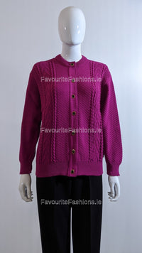 Fuchsia Button Up Design Cardigan