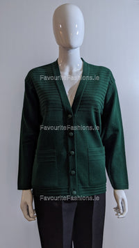 Green V-Neck Two Pocket Cardigan