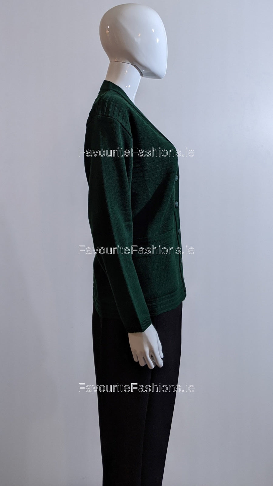 Green V-Neck Two Pocket Cardigan