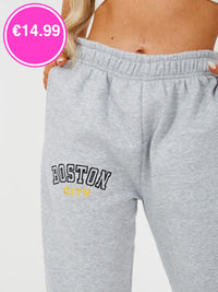 Grey Boston Embroidered Fleece Jogger