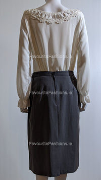 Grey Elasticated Straight Skirt