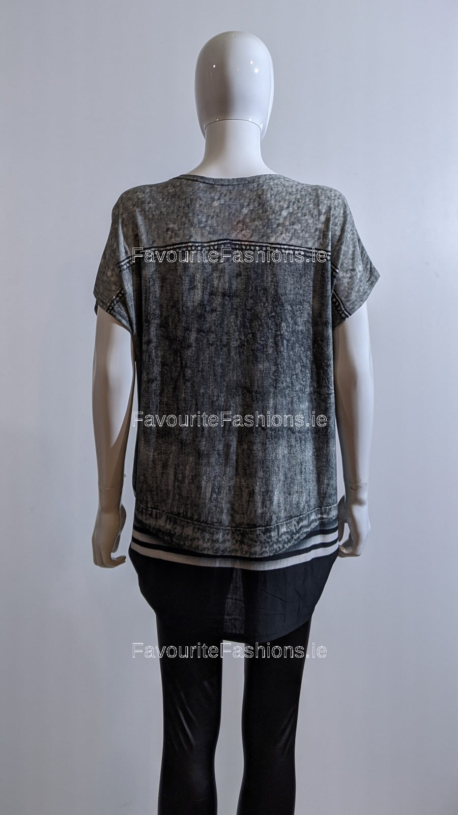 Grey Glitter Denim Design Top