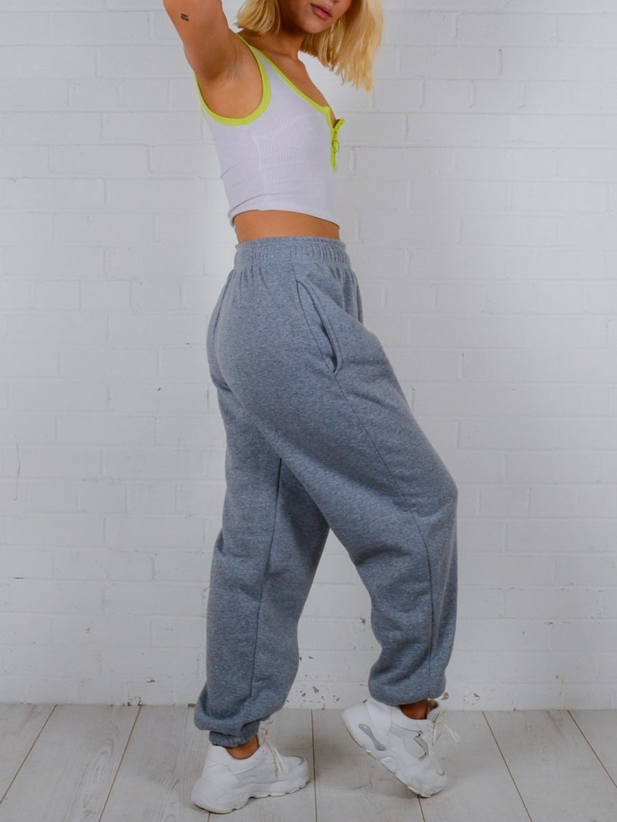 Oversized Fleece Joggers-Grey