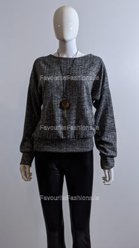 Grey Ribbed Cross-Back Top Jumper