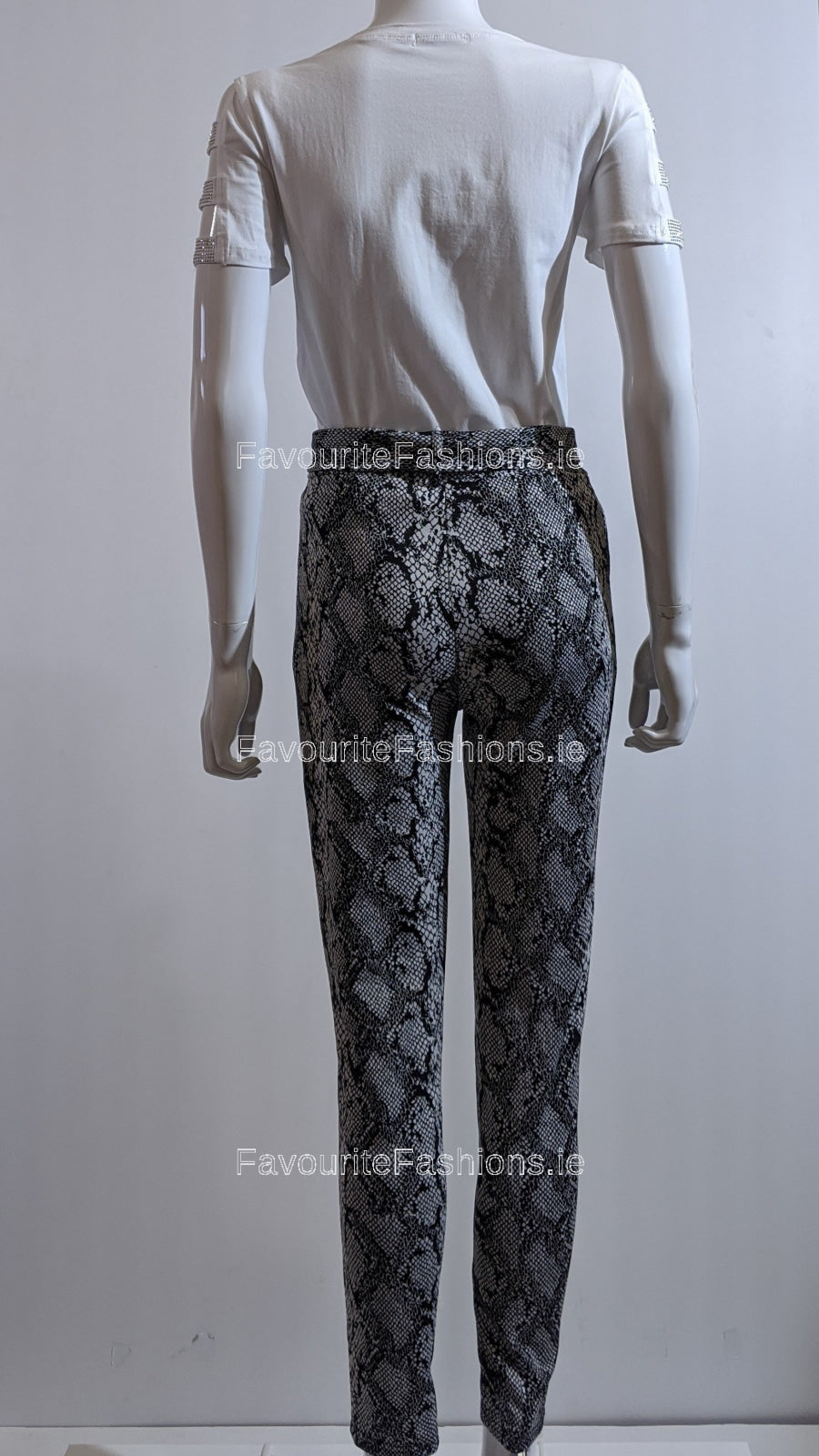 Grey Snake Print Belted Trouser